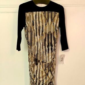 ~Doncaster Python Print Black and Tan Bodycon Dress sz. 4 $325+tax *NWT